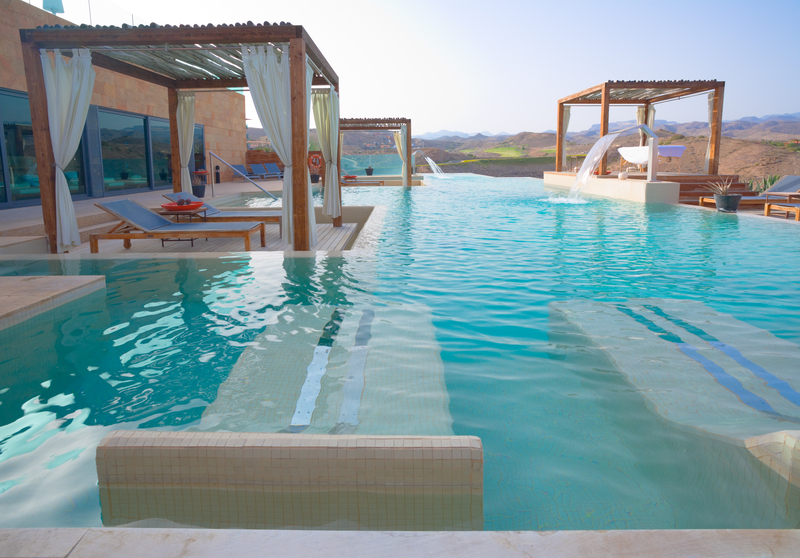 Shelf Loungers in pool
