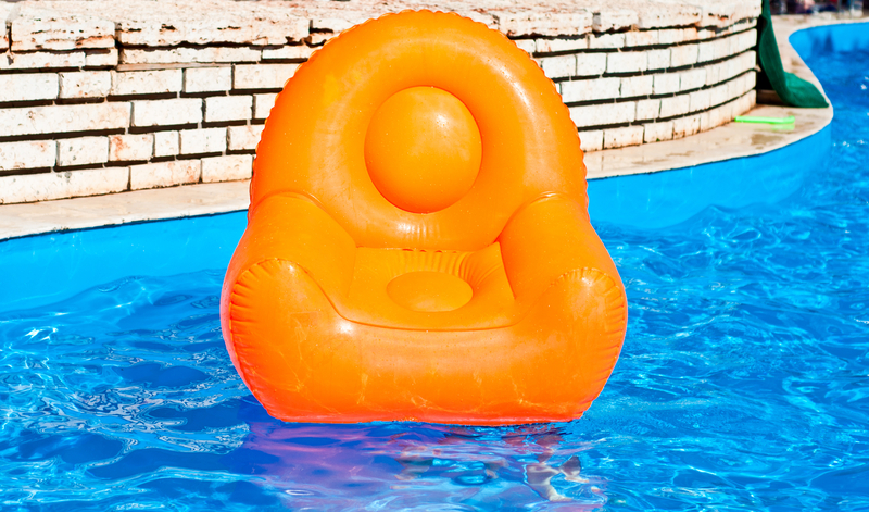 orange inflatable pool chair